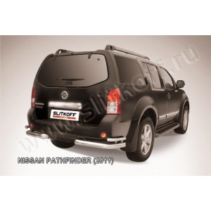 Slitkoff NIP11-009 защита заднего бампера уголки d76+ d42 двойные Nissan Pathfinder (2011)