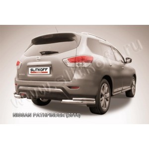 Slitkoff NIP14-015 защита заднего бампера уголки d76+ d42 двойные Nissan Pathfinder (2014)