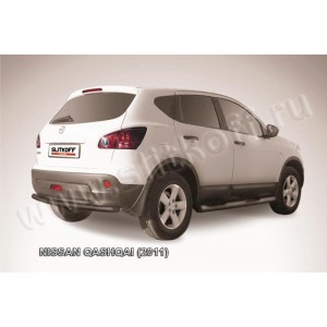 Slitkoff NIQ11-009B защита заднего бампера d57+ d42 двойная черная Nissan Qashqai (2011)