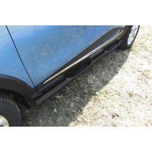 Slitkoff RK4WD005B защита порогов d76 с проступями черная Renault Kaptur 4WD 2016