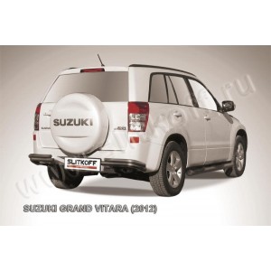 Slitkoff SGV12008B защита заднего бампера уголки d57+ d42 двойные черные Suzuki Grand Vitara (2012)