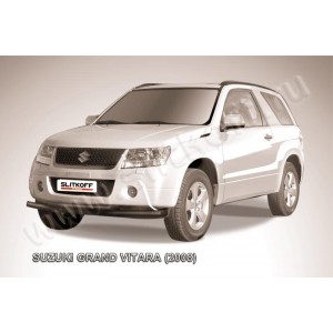 Slitkoff SGV3D08008B защита переднего бампера d57+ d57 двойная черная Suzuki Grand Vitara (трехдверная 2008)