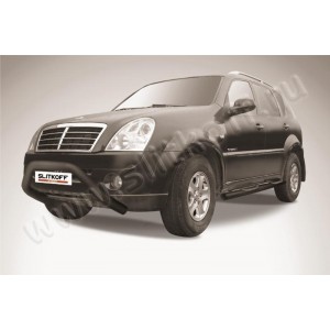 Slitkoff SSR005B кенгурятник d76 низкий широкий "мини" черный SsangYong Rexton (2010)