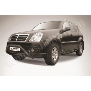Slitkoff SSR006B кенгурятник d57 широкий "мини" черный SsangYong Rexton (2010)