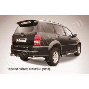 Slitkoff SSR011 защита заднего бампера уголки d76+ d42 двойные SsangYong Rexton (2010)