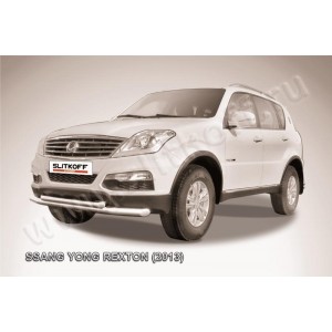 Slitkoff SSRN001 защита переднего бампера d76+ d57 двойная SsangYong Rexton New (2013)