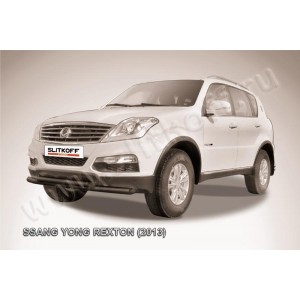 Slitkoff SSRN003B защита переднего бампера d57+ d57 двойная черная SsangYong Rexton New (2013)
