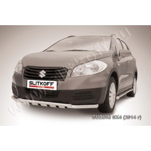 Slitkoff SSX4-14-001 защита переднего бампера d57+ d42 двойная с защитой картера Suzuki SX-4 (2014)