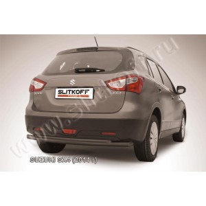Slitkoff SSX4-14-007B защита заднего бампера d57+ d42 двойная черная Suzuki SX-4 (2014)