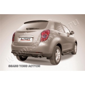 Slitkoff SYA010B защита заднего бампера d57 длинная черная SsangYong Actyon (2011)