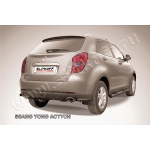 Slitkoff SYA012B защита заднего бампера уголки d57 черные SsangYong Actyon (2011)