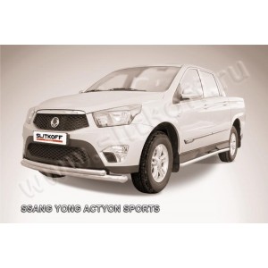 Slitkoff SYAS001 защита переднего бампера d76+ d57 двойная радиусная SsangYong Actyon Sport (2013)