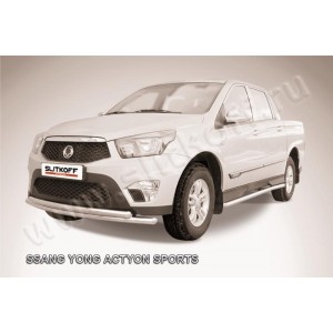 Slitkoff SYAS003 защита переднего бампера d57+ d57 двойная радиусная SsangYong Actyon Sport (2013)