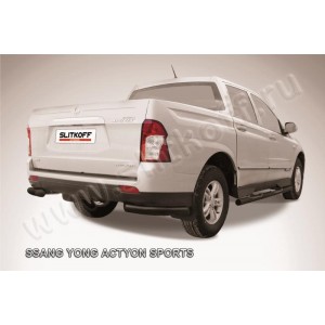 Slitkoff SYAS015B защита заднего бампера уголки d76 черные SsangYong Actyon Sport (2013)