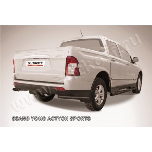 Slitkoff SYAS017B защита заднего бампера уголки d57 черные SsangYong Actyon Sport (2013)