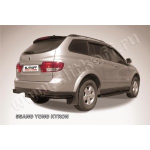 Slitkoff SYK016B защита заднего бампера уголки d57+ d42 двойные черные SsangYong Kyron