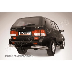 Slitkoff TARP012 защита заднего бампера уголки d57+ d42 двойные ТагАЗ Road Partner