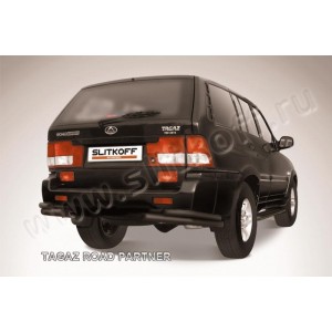 Slitkoff TARP012B защита заднего бампера уголки d57+ d42 двойные черные ТагАЗ Road Partner