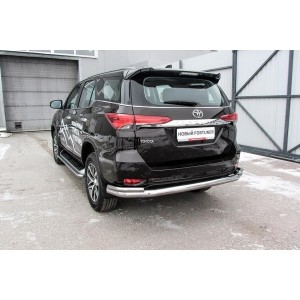 Slitkoff TFOR-006 защита заднего бампера d76+ d42 двойная длинная Toyota Fortuner (2017)