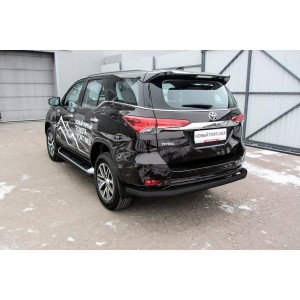 Slitkoff TFOR-007B защита заднего бампера d76 длинная черная Toyota Fortuner (2017)