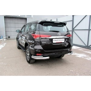 Slitkoff TFOR-008 защита заднего бампера уголки d76+ d42 двойные Toyota Fortuner (2017)