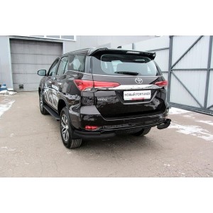 Slitkoff TFOR-008B защита заднего бампера уголки d76+ d42 двойные черные Toyota Fortuner (2017)