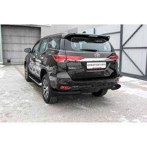 Slitkoff TFOR-009B защита заднего бампера уголки d76 черные Toyota Fortuner (2017)
