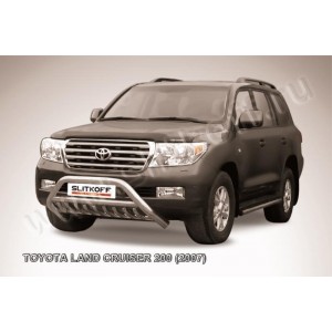 Slitkoff TLC2-003 кенгурятник d76 низкий широкий с защитой картера и перемычкой Toyota Land Cruiser 200 (2007)