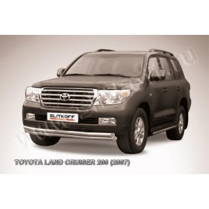 Slitkoff TLC2-012 защита переднего бампера d57+ d57 двойная Toyota Land Cruiser 200 (2007)