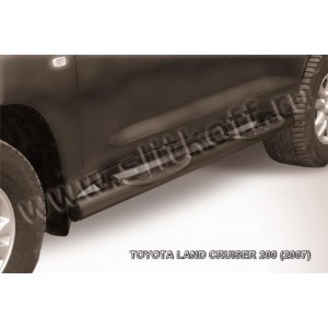 Slitkoff TLC2-015B защита порогов d76 с проступями черная Toyota Land Cruiser 200 (2007)