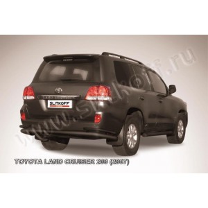 Slitkoff TLC2-021B защита заднего бампера d76+ d42 двойная черная Toyota Land Cruiser 200 (2007)