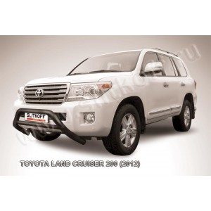 Slitkoff TLC2-12-008B кенгурятник d76 низкий широкий с перемычкой черный Toyota Land Cruiser 200 (2012)
