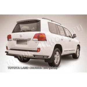 Slitkoff TLC2-12-020B защита заднего бампера уголки d76+ d42 двойные черные Toyota Land Cruiser 200 (2012)