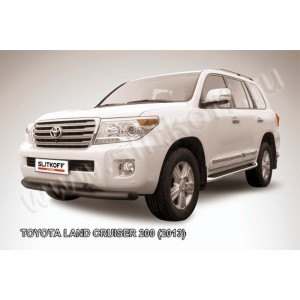 Slitkoff TLC2-13-004B защита переднего бампера d76+ d57 двойная черная Toyota Land Cruiser 200 (2013)