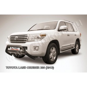 Slitkoff TLC2-13-008B кенгурятник d76 низкий широкий с перемычкой черный Toyota Land Cruiser 200 (2013)