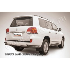 Slitkoff TLC2-13-017B защита заднего бампера уголки d76+ d42 двойные черные Toyota Land Cruiser 200 (2013)