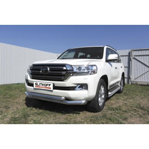 Slitkoff TLC2-15-004 защита переднего бампера d76+ d57 двойная Toyota Land Cruiser 200 (2015)
