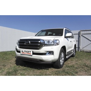 Slitkoff TLC2-15-004B защита переднего бампера d76+ d57 двойная черная Toyota Land Cruiser 200 (2015)