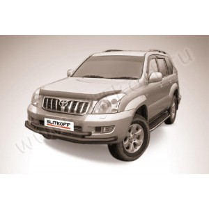 Slitkoff TLCP003B защита переднего бампера d57+ d57 двойная черная Toyota Land Cruiser Prado (2003)