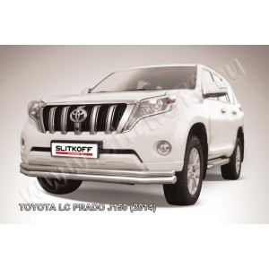 Slitkoff TOP14-006 защита переднего бампера d76+ d57 двойная длинная Toyota Land Cruiser Prado (2014)