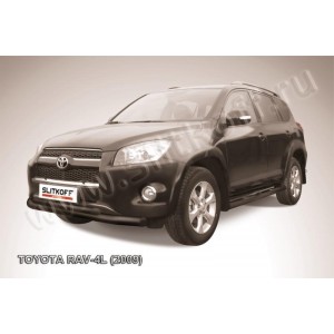 Slitkoff TR409L-009B защита переднего бампера d76+ d57 двойная черная Toyota RAV4 L (2009)