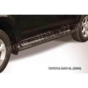 Slitkoff TR409L-013B защита порогов d76 с проступями черная Toyota RAV4 L (2009)