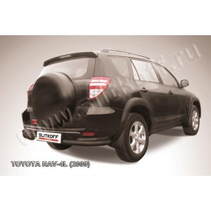Slitkoff TR409L-017B защита заднего бампера уголки d76+ d42 двойные черные Toyota RAV4 L (2009)