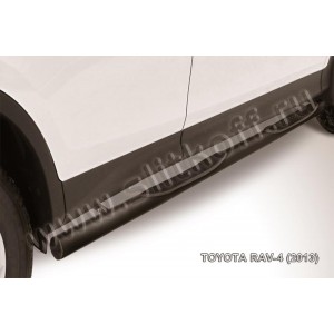 Slitkoff TR413-007B защита порогов d76 с проступями черная Toyota RAV4 (2013)