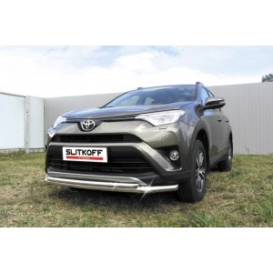 Slitkoff TR415-001 защита переднего бампера d57+ d42 двойная Toyota RAV4 (2015)