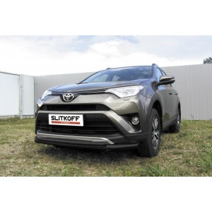 Slitkoff TR415-001B защита переднего бампера d57+ d42 двойная черная Toyota RAV4 (2015)