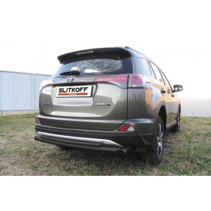 Slitkoff TR415-009B защита заднего бампера d57+ d42 двойная радиусная черная Toyota RAV4 (2015)