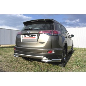 Slitkoff TR415-012 защита заднего бампера уголки d57+ d42 двойные Toyota RAV4 (2015)
