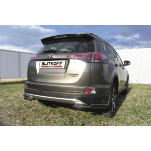 Slitkoff TR415-012B защита заднего бампера уголки d57+ d42 двойные черные Toyota RAV4 (2015)