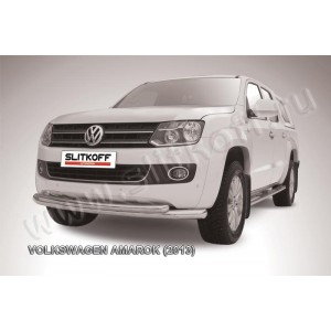 Slitkoff VWAM13-002 защита переднего бампера d76+ d57 двойная радиусная Volkswagen Amarok (2013)